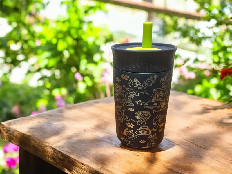 12Oz Leakproof Kids Tumbler – Blue Dog Illustration 1