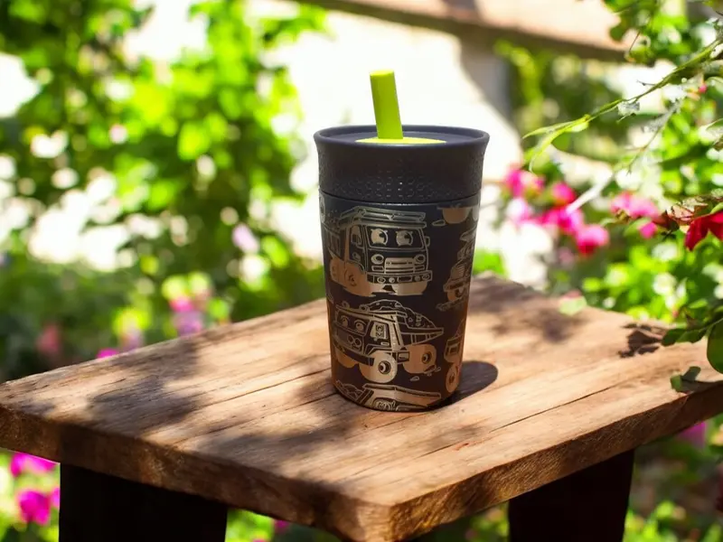 12Oz Leakproof Kids Tumbler – Construction Vehicle Design 1