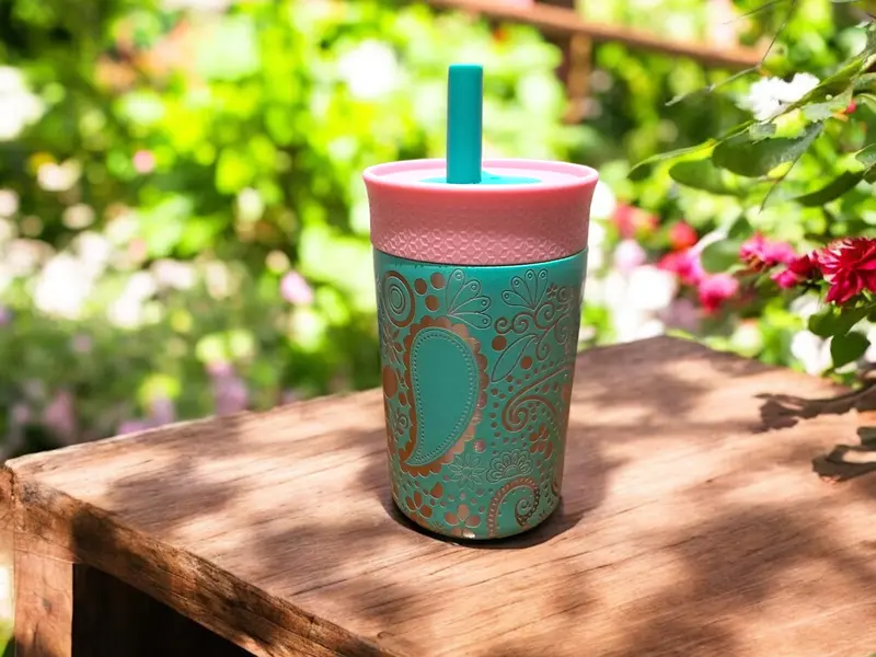 12Oz Leakproof Kids Tumbler – Paisley Print 1