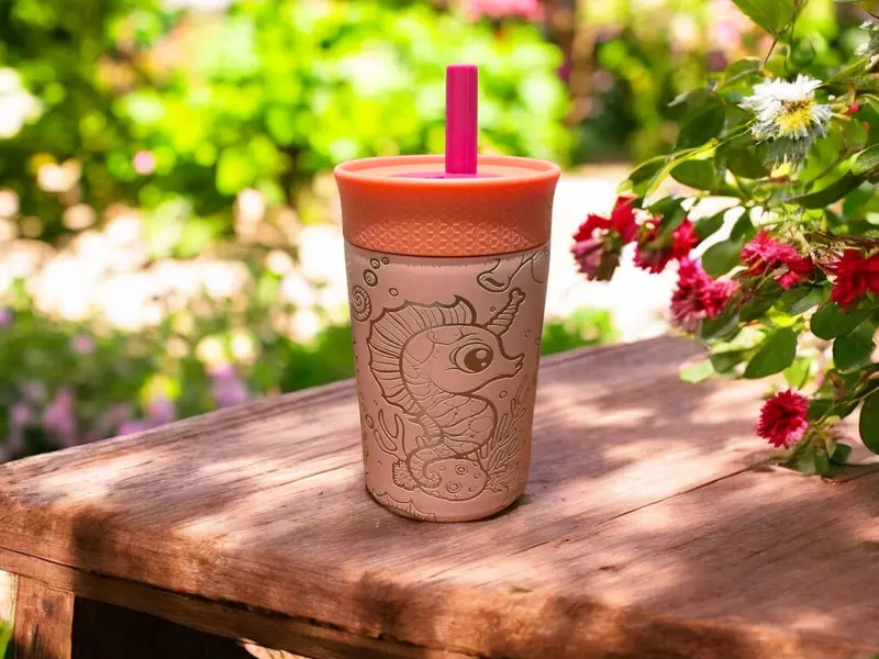 12Oz Leakproof Kids Tumbler – Seahorse Artwork 1