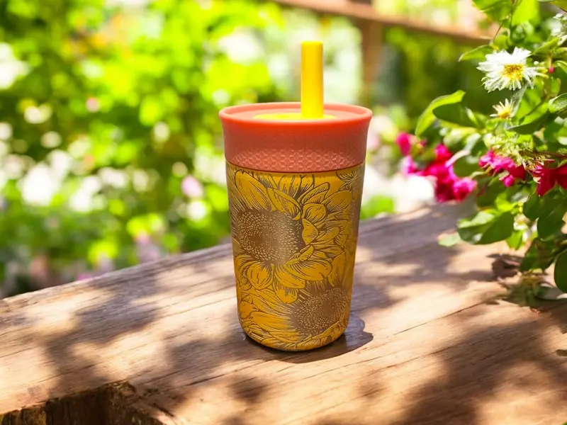 12Oz Leakproof Kids Tumbler – Sunflower Pattern 1