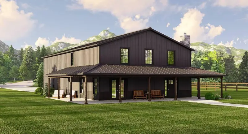 1,600-Sq-Ft Barndominium-Style Home With Side-Entry Two-Car Garage And Efficient Footprint 1