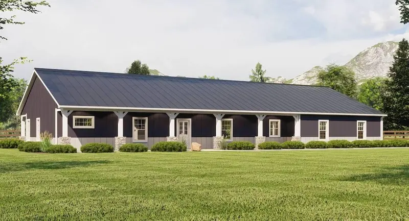 1,800-Sq-Ft Three-Bedroom Barndominium With Four-Car Side-Entry Garage And Robust Structural Design 1