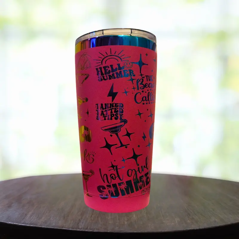20 Oz Vibrant Rainbow Summer Tumbler 1