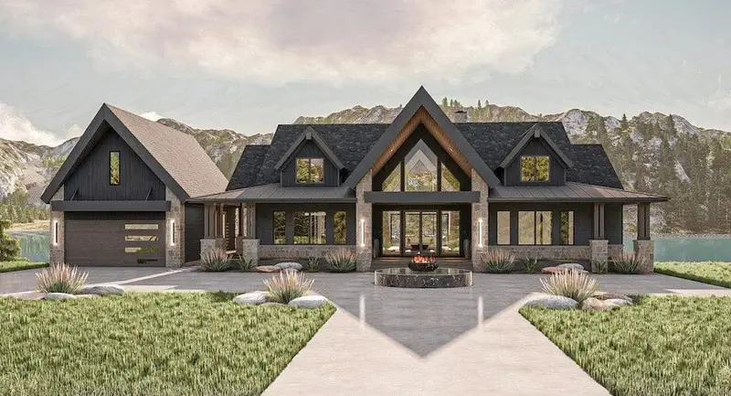 2,813 Sq Ft Contemporary Walkout Basement Home Plan 1