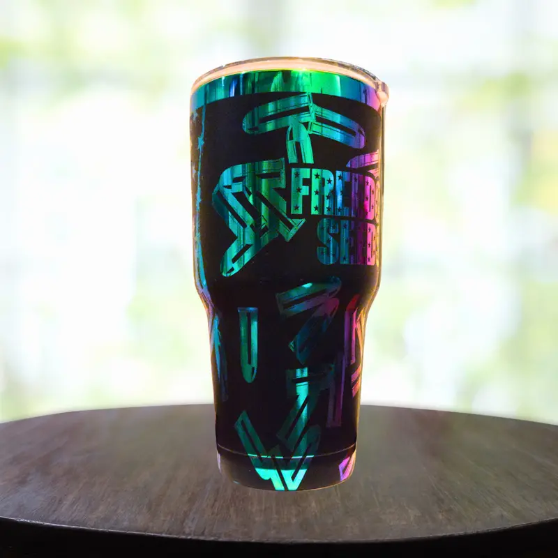 30 Oz Engraved Rainbow Freedom Patriotic Tumbler 1