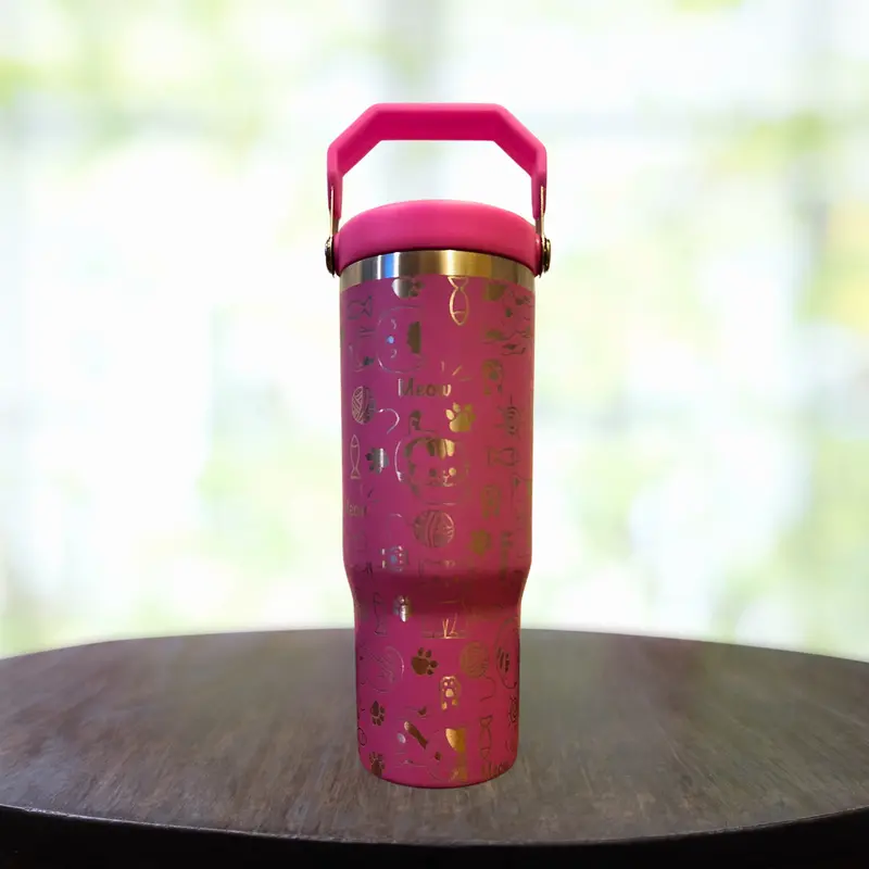 30 Oz Playful Cat Swing Handle Tumbler 1