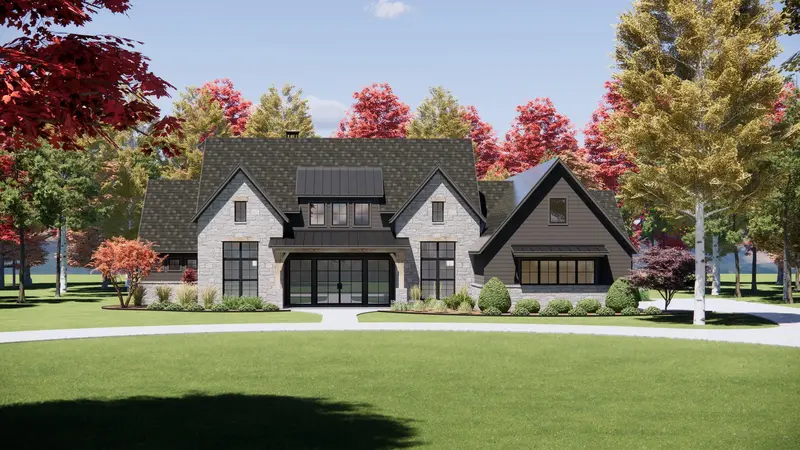3,563-Square-Foot Upscale Farmhouse Design With Recreational Room And Exterior Fireplace 1