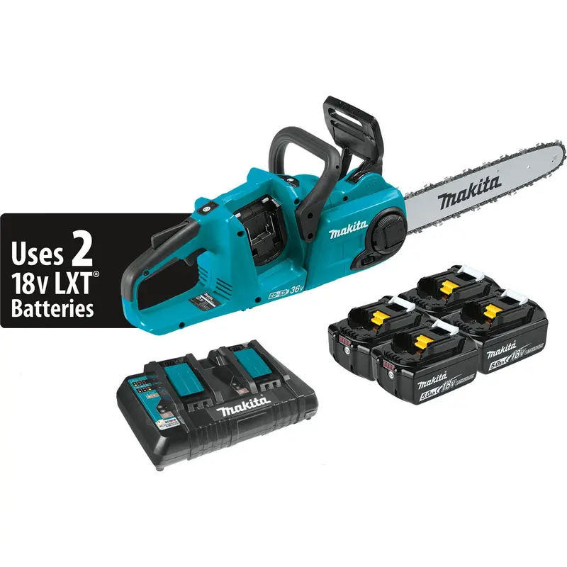 36V (Dual 18V) Lxt Brushless 14-Inch Chainsaw Kit – 4X 5.0Ah Batteries Included – Xcu03Pt1 1