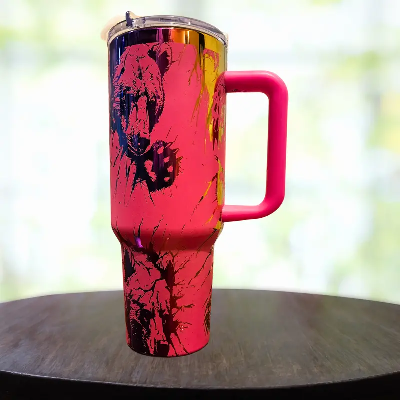 40Oz Bear-Themed Vacuum-Sealed Tumbler 1