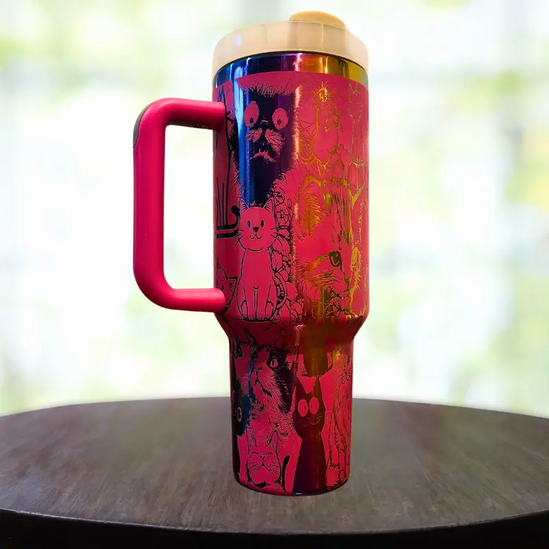40Oz Cat Illustration Vacuum Tumbler 1