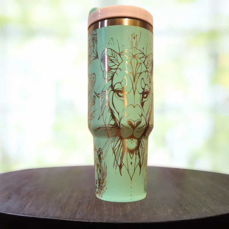 40Oz Lion Illustration Stainless Steel Tumbler 1