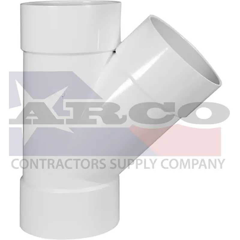6-Inch Pvc 45° Hub-To-Hub-To-Hub Wye Fitting 1