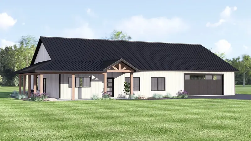 Barndominium Floor Plan | 3-Bed, 2-Bath Rustic-Modern Home | 2,035 Sq Ft + 3-Car Garage 1