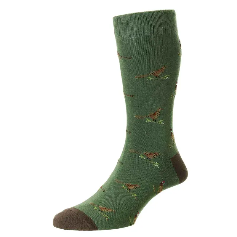 Bisley Pheasant-Print Cotton Blend Socks 1