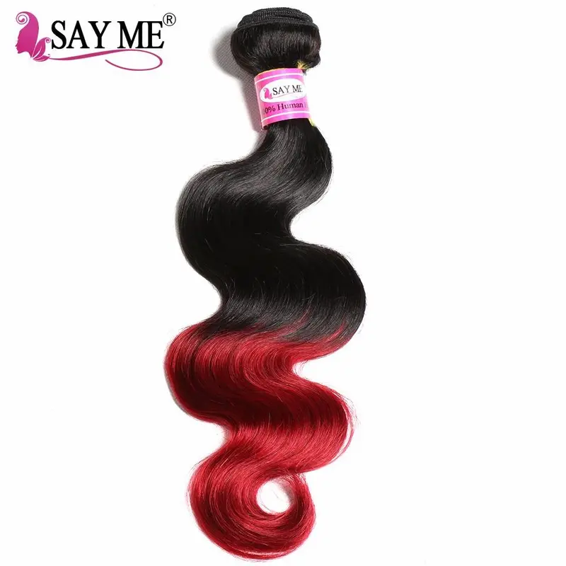 Burgundy-To-Black Ombre Brazilian Body Wave Hair Extensions 1