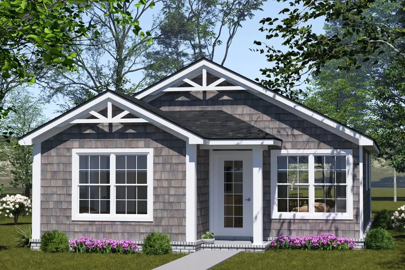 Charming 799 Sq Ft Cottage Featuring Front-And-Rear Porches And Uncluttered Interior Layout 1