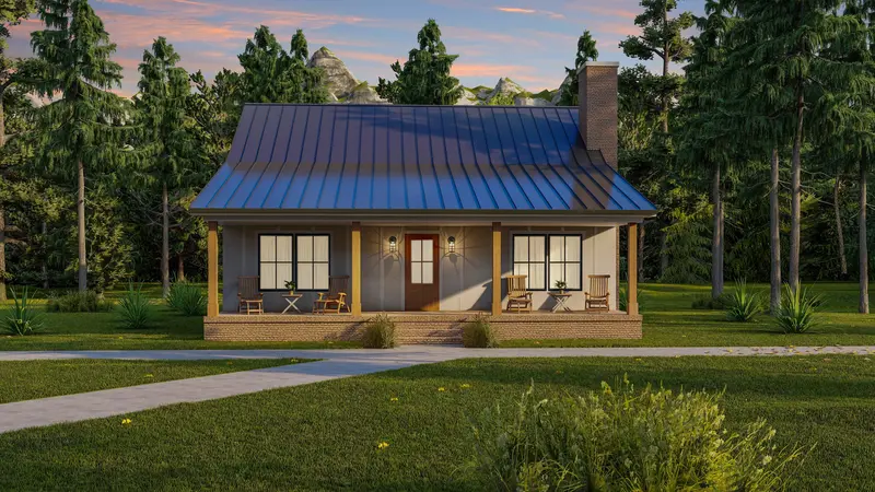 Charming Two-Bedroom Home Design Featuring Loft And Covered Rear Porch 1