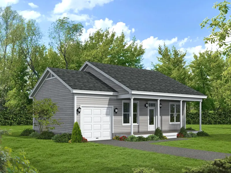 Compact 728 Sq Ft One-Bedroom Cottage With Dual Porches, Garage & Storage Solutions 1