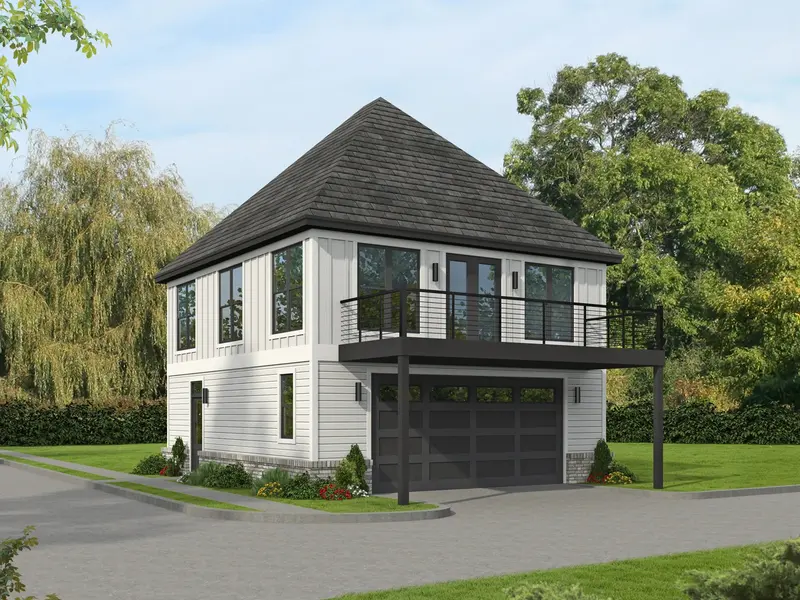 Compact Adu Design: Cozy 771 Sq Ft Living Space With Bedroom, Oversized Garage, And Airy Open Plan 1
