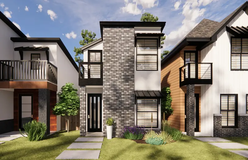 Contemporary 2-Bed Narrow-Lot Design With Attached Garage And Deck 1