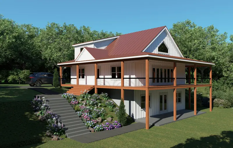 Country-Inspired Farmhouse Design: Wraparound Porch & Walkout Basement, 1,991 Sq Ft 1