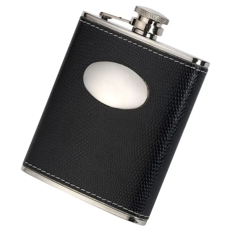 David Nickerson Black Crocodile-Grain 6Oz Hip Flask 1
