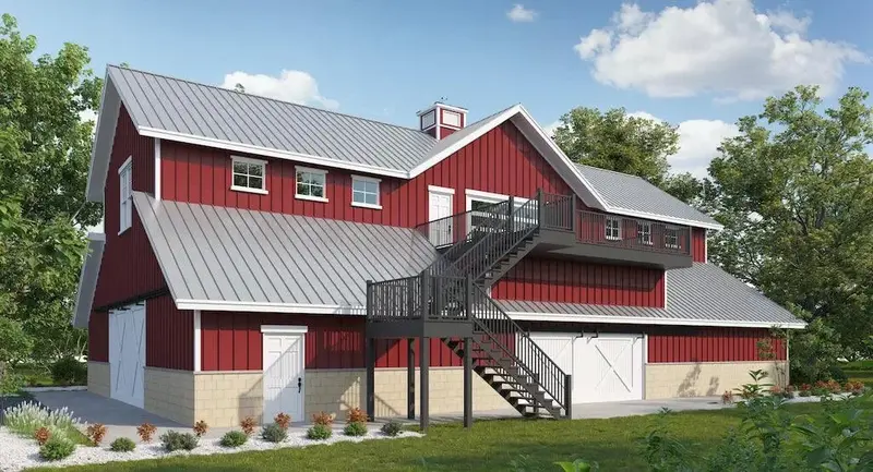 Dual-Purpose Barn Garage With Loft Space Ideal For Office, Gym, Or Guest Accommodations 1
