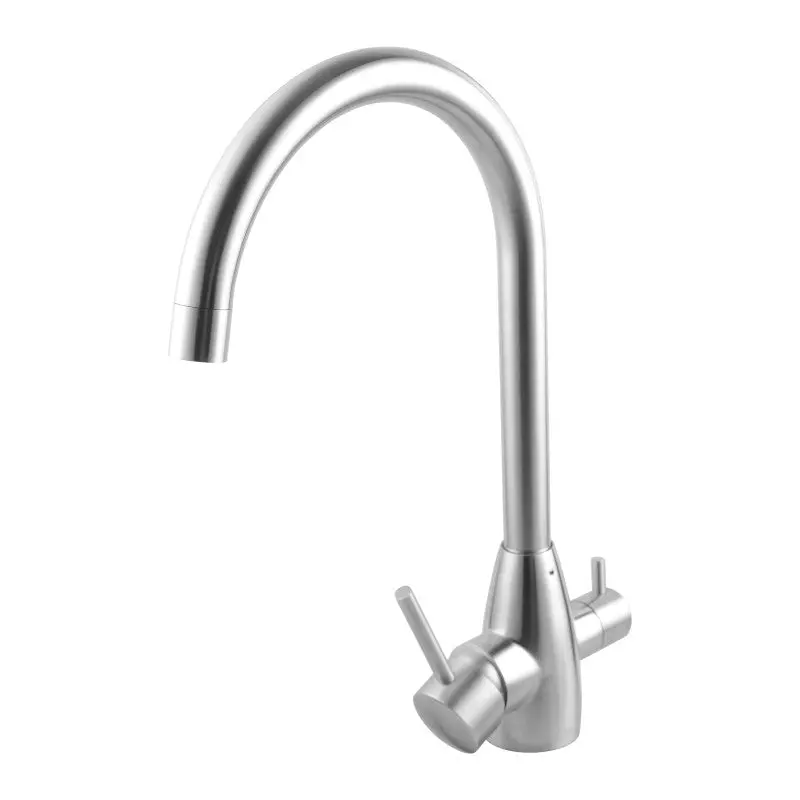 Euro-Style Brushed Round Kitchen Mixer Tap With 360° Swivel Spout 1
