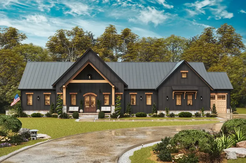 Farmhouse Residence With Walkout Basement, Vaulted Great Room, And Split Bedroom Arrangement | 2,550 Sq Ft Maple Creek Plan 1