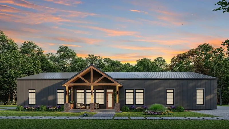 Five-Bedroom Ranch Plan Featuring Workshop Zone And Strategic Split Bedroom Layout 1