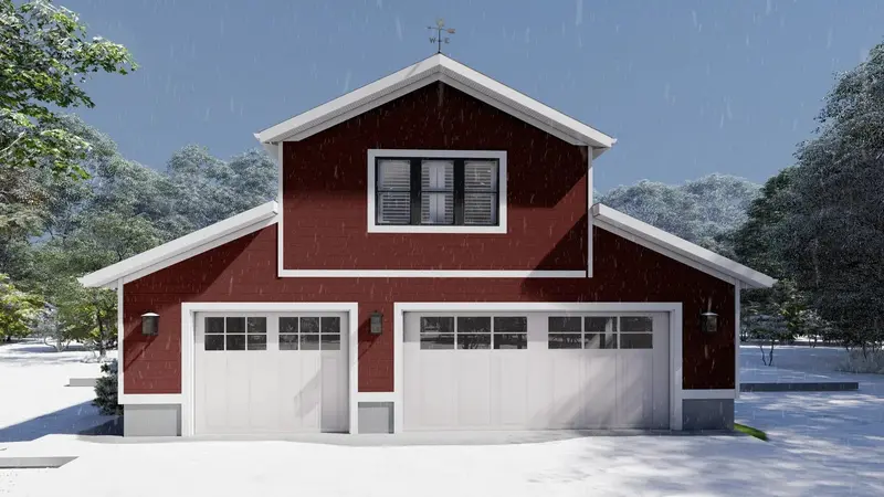 Four-Car Detached Garage Plan With One-Bedroom Apartment Suite 1