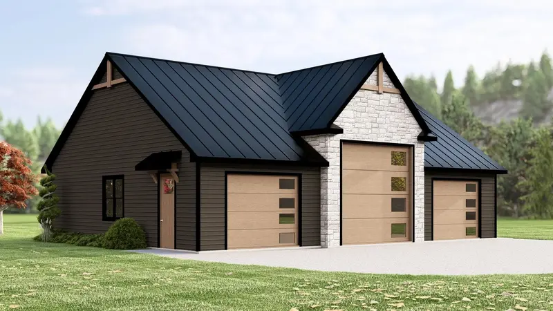Functional 1,866-Sq-Ft Three-Bay Front-Load Garage With Ample Storage Capacity 1