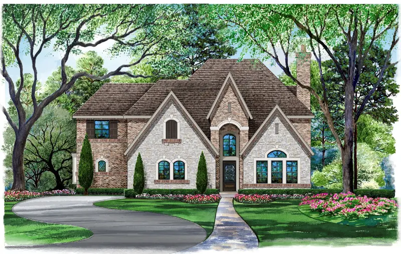 Grand European Estate Blueprint: 4-Bedroom Home Featuring Media Area, Loft Retreat & 3-Car Garage | 4,861 Sq Ft 1