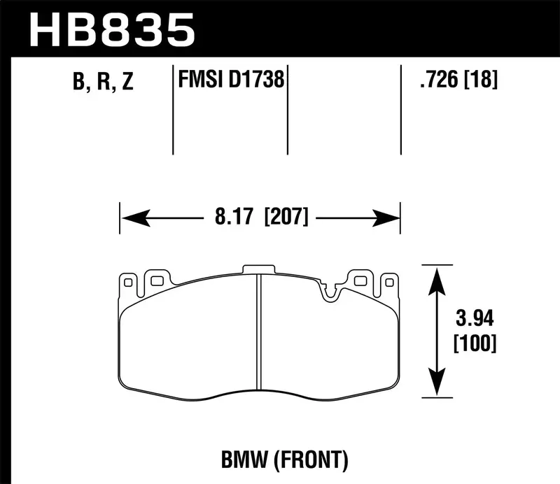Hawk Performance Hb835R.726 Street Race Brake Pads – 0.726" Thickness 1