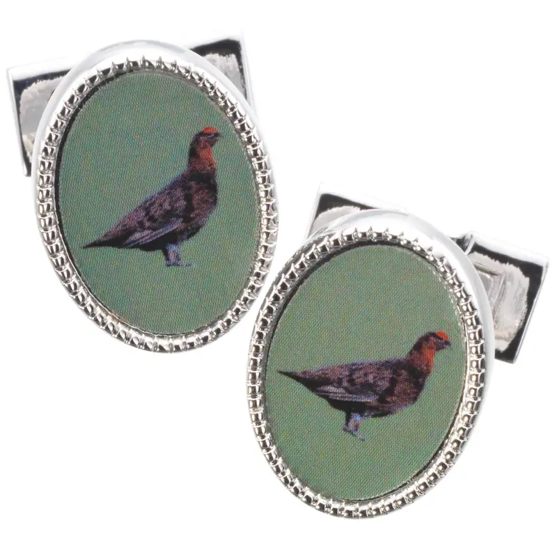 Laksen Grouse-Emblem Enamel Cufflinks 1