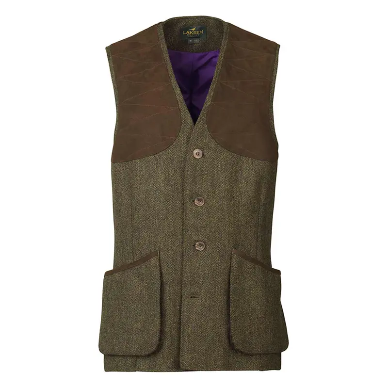 Laksen Kirkton Men'S Herringbone Tweed Leith Shooting Vest 1