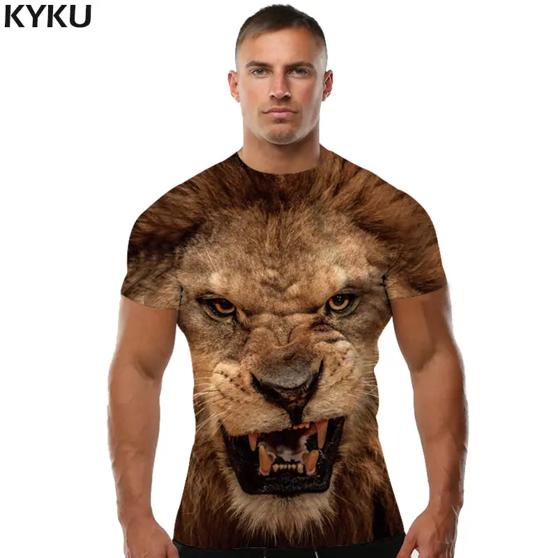 Lion Head 3D Visual T-Shirt – Striking Animal-Themed Apparel 1