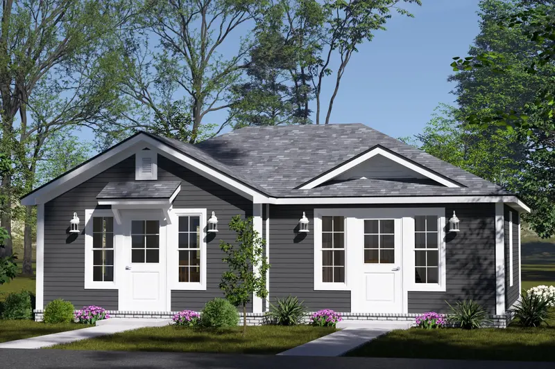 Minimalist Duplex Blueprint | Two 1-Bed, 1-Bath Units | 790 Sq Ft Total Footprint 1