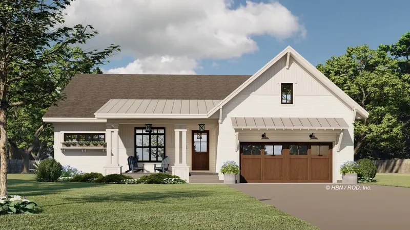 Modern Farmhouse Blueprint: Flexible Layout With Optional Walkout Lower Level 1