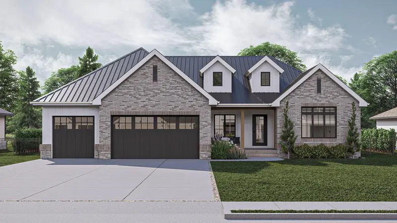 Modern Farmhouse Blueprint With 2 Bedrooms, Optional Basement, And Spacious 3-Car Garage (2,164 Sq Ft) 1