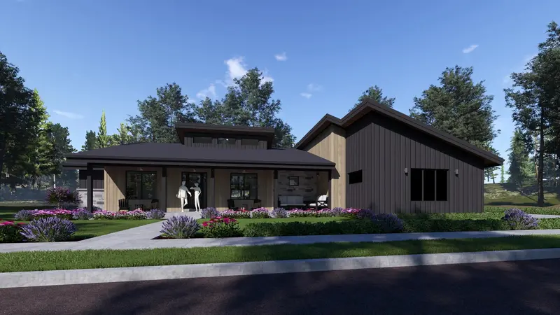 Modern Ranch Blueprint: 2,589 Sq Ft With 3-Car Garage, Covered Patio, And Clean, Functional Layout 1