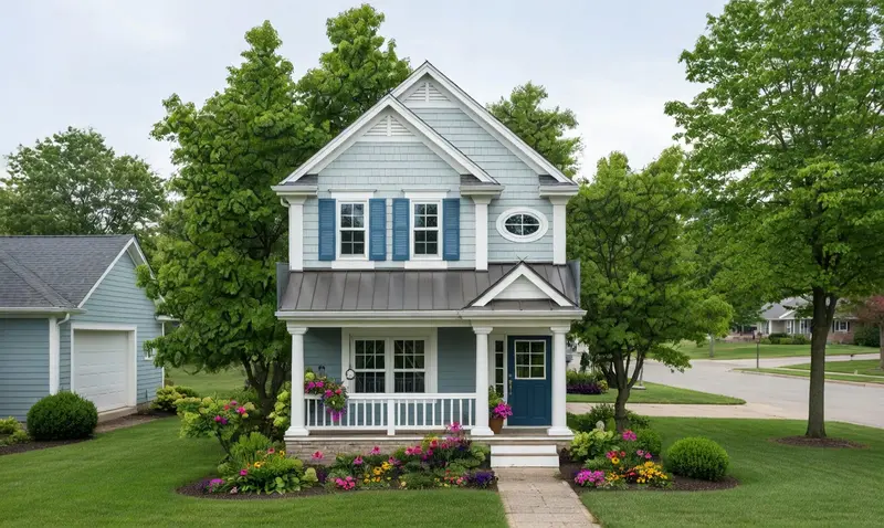 Narrow-Lot Farmhouse Plan: 3-Bedroom Design With Full Basement & Covered Front Porch | 1,575 Sq Ft 1