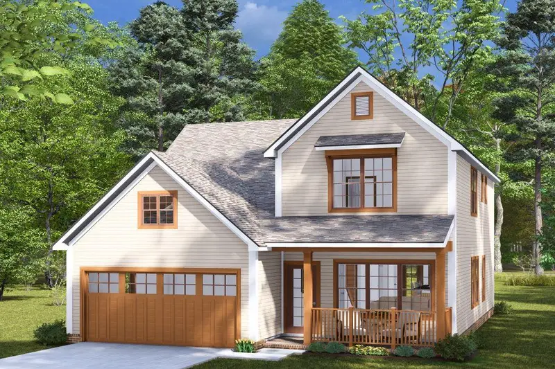Narrow-Lot Two-Story Cottage Plan Optimized For Compact Urban Or Suburban Sites 1