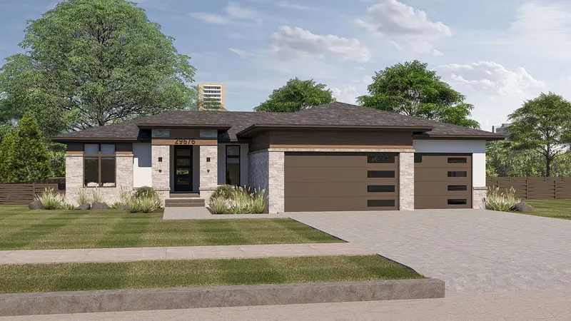 Prairie-Inspired Home Design: 3-Bedroom Layout With Basement And Triple-Car Garage (1,824 Sq Ft) 1