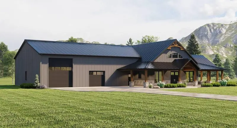 Rv-Compatible 3-Bed Barndominium Design Under 3100 Sq Ft 1