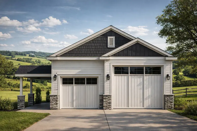 Rv-Ready Craftsman Garage Plan Featuring 14-Foot Clearance And Front-Entry Configuration 1