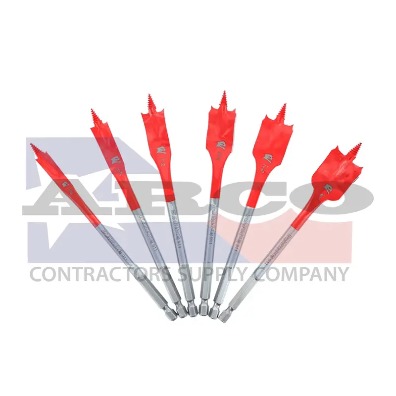 Speedemon 6-Piece Spade Bit Set – Precision-Cut Wood Boring Tools With Hex Shanks 1