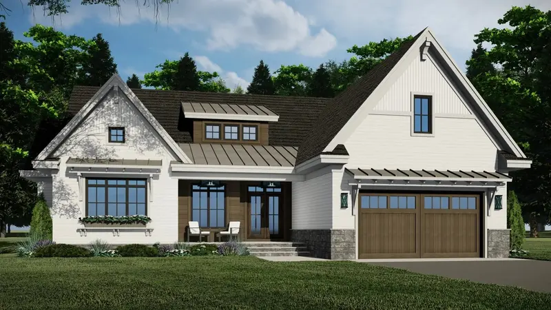 Streamlined One-Story Modern Farmhouse (2,100 Sq Ft) With Discrete Bedroom Grouping 1