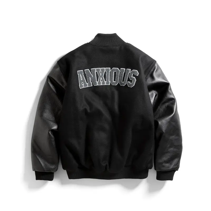 'Team Anxious' Vintage-Style Varsity Jacket 1